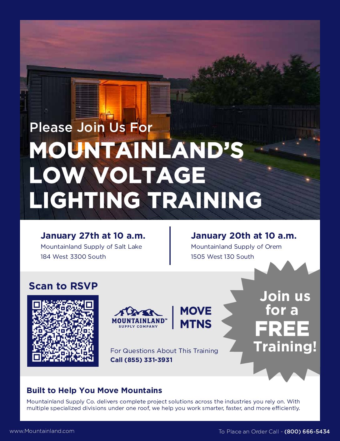 Mountainland Low Voltage Lighting Training Jan. 20th & 27th