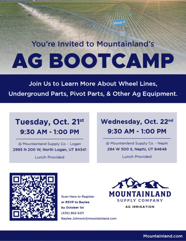 AG Boot Camp at Mountainland Supply in Logan Oct. 21st or Nephi Oct. 22nd