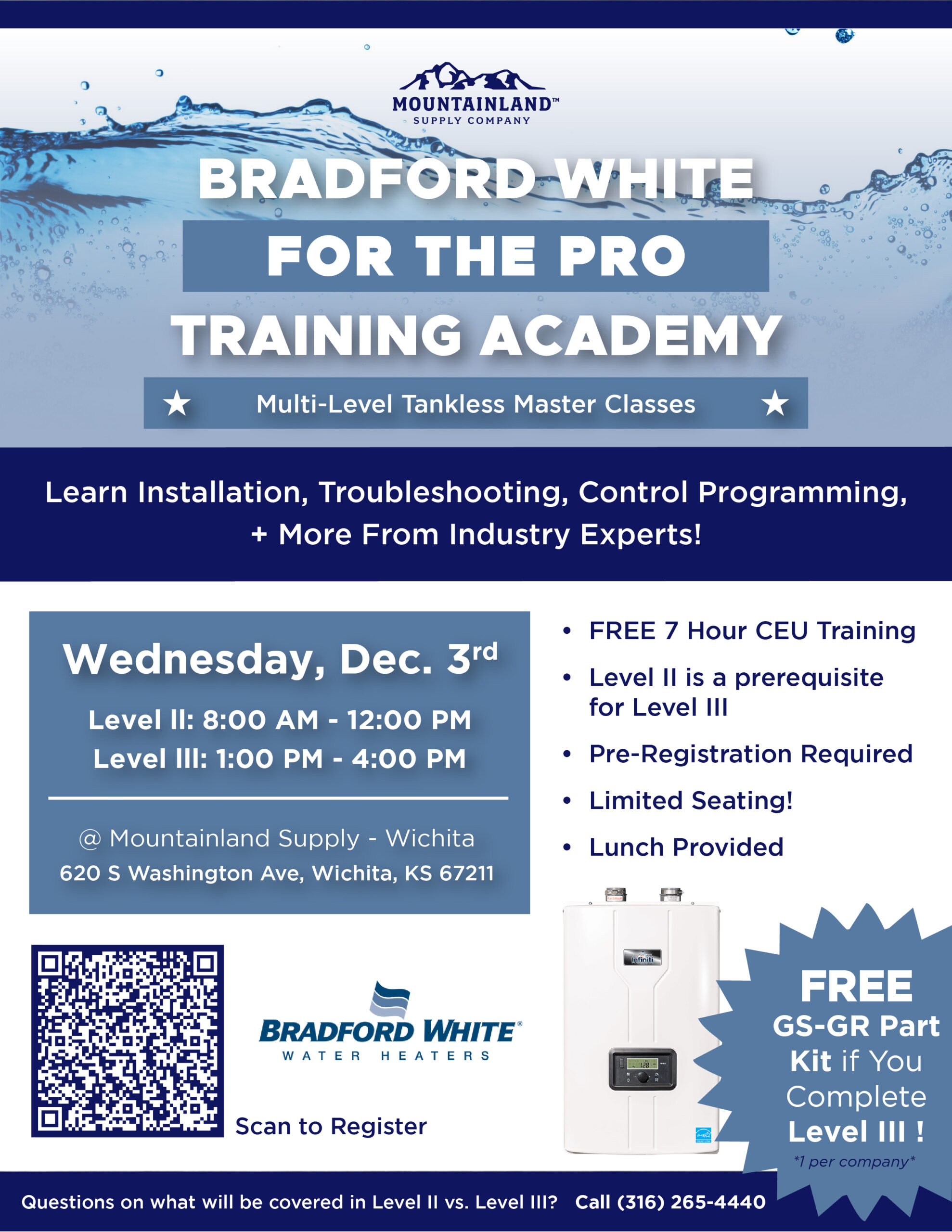 Bradford White For The Pro Training Day on Dec. 3rd at Mountainland Supply Co. - Wichita, KS