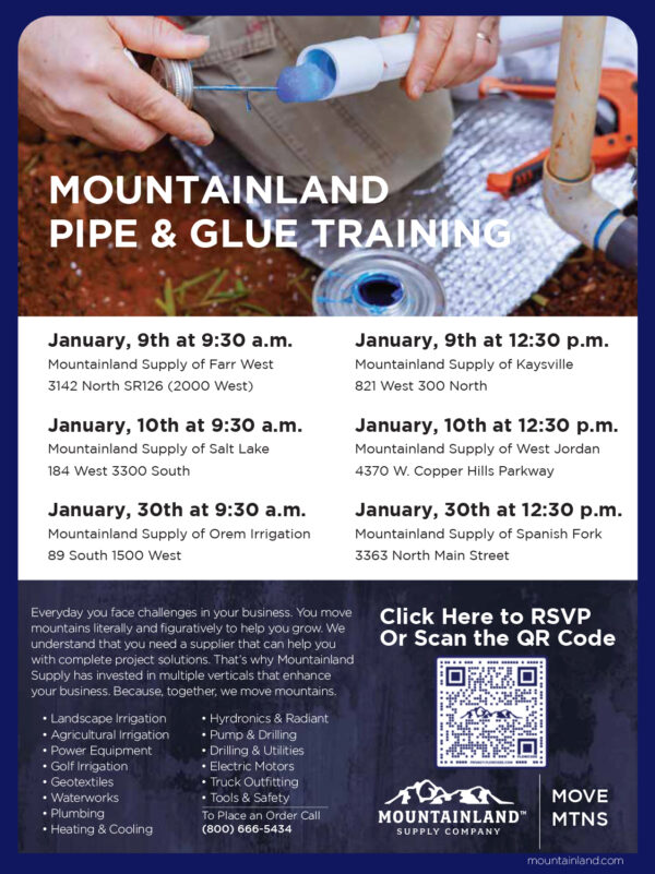 Mountainland Pipe & Glue Training Starting Jan. 9th