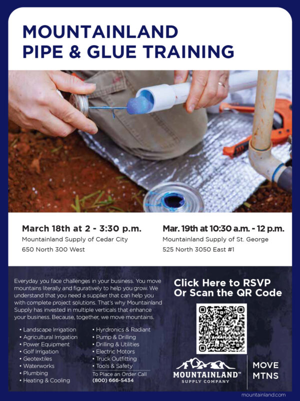 Mountainland Pipe & Glue Training Starting Mar. 18th