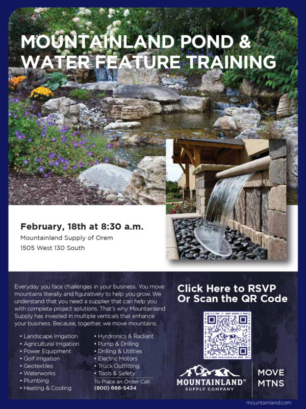 Mountainland Pond & Water Feature Training Starting Feb. 18th