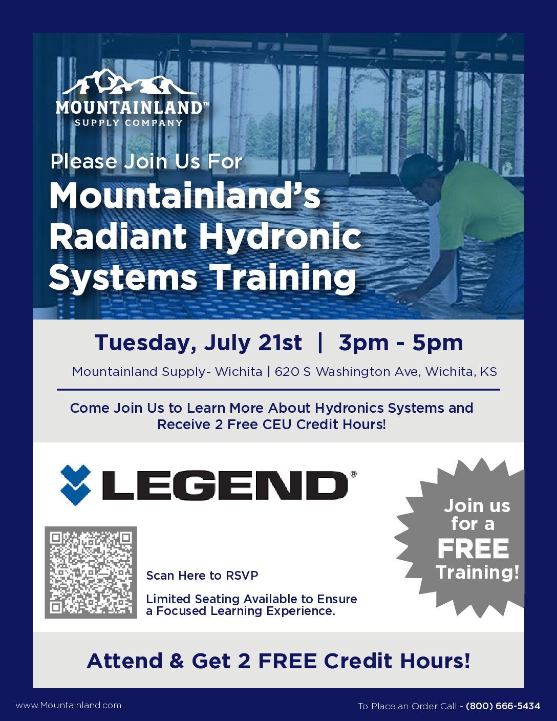 Mountainland Radiant Hydronics Systems Training on July 21st in Wichita, KS