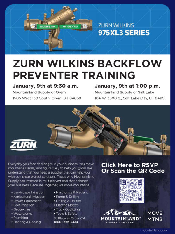 Mountainland Zurn Wilkins Backflow Training Starting Jan. 9th